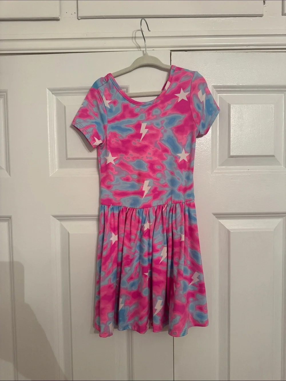 Pixie Lane Girls Pink & Blue Lightning Star Knit Dress